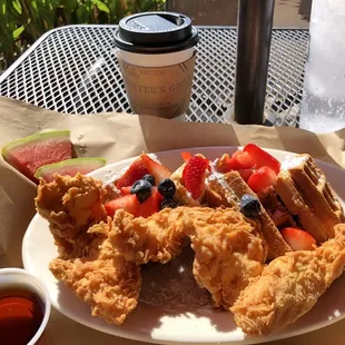 Stickee Waffles with Fried Chicken