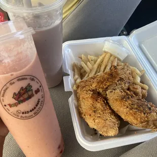 3. Garlic Parmesan Wings and Fries Combo strawberry mango smoothie chocolate banana smoothie