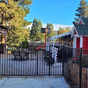 Patio seating area on the outside.