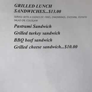 New menu items