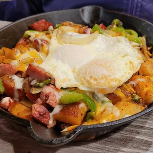 From our latest visit, the Polish Skillet. Great Polish sausage, the whole thing perfectly prepared, but expect to ask for a to go box!