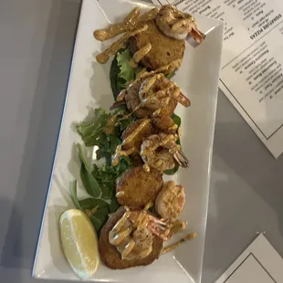 Fried green tomatoes with shrimp!!!