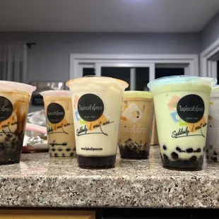 a variety of bubble teas