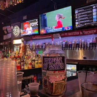 the bar and televisions