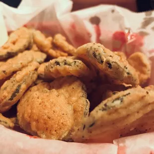 Massive amount of salt in the shape of fried pickles.