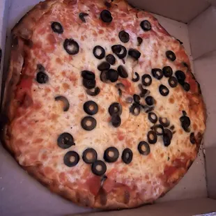Pizza with black olives