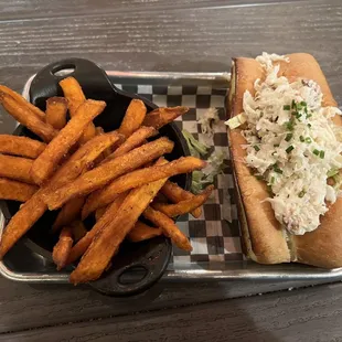 Their crab sandwich with sweet potato fries (so fresh even during winter)