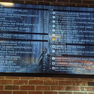 Draft menu board.