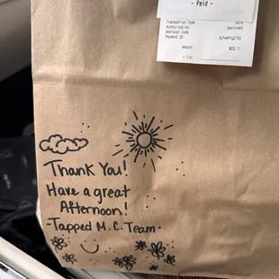 To go box with handwritten notes