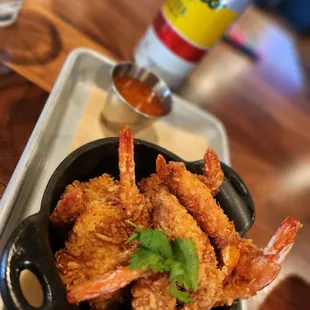 a bowl of fried shrimp