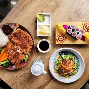 Chicken Katsu, Tekka Maki, &amp; Squid Salad