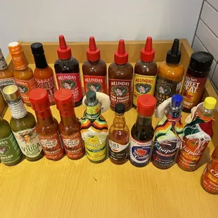 Great selection of hot sauces