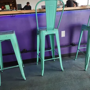 bar seats w purse hooks &amp; outlets