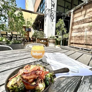 The Brussels sprouts starter with bacon and one of their seasonal drinks which included a Dole whip topping.