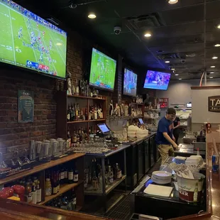 the bar and the televisions