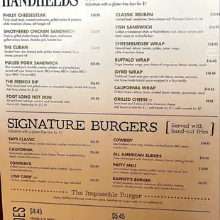 Jan 2025 menu