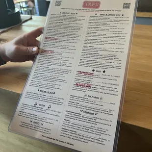a hand holding a menu