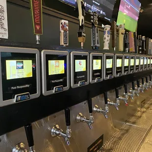 Row of taps