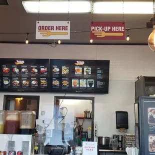 menus and prices on the wall
