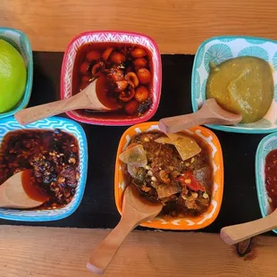 a variety of condiments