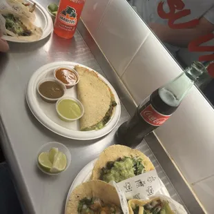 Nopales Quesadilla, One of each tacos, (Pastor) Taco, Carne Asada Taco Pollo Al Grill Taco, &amp; Nopales Asados Taco