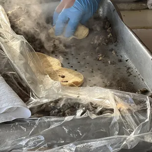 Steamed tacos!!!!  Hellla good!