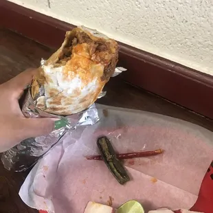 Al pastor, extra cheese, salsas inside.