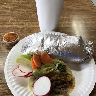 a taco and a drink