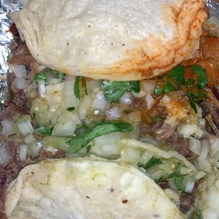a close up of a taco