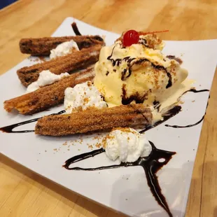 Churros and ice cream