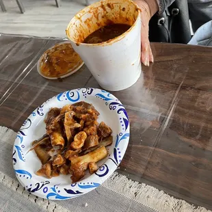 This is Birria with pure bone and no meat