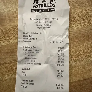 $70 worth of lousy food.