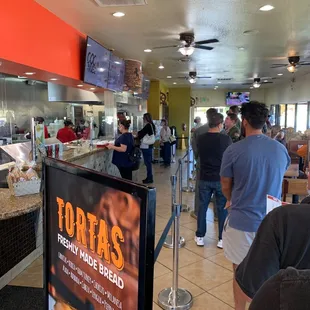 Long line! It&apos;s lunch time