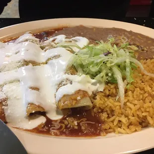 Carnitas enchiladas plate