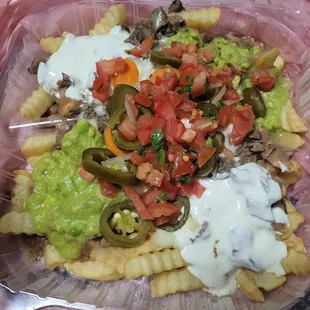 Fries (super nachos subbed with fries.. basically like Carne asada fries lol)