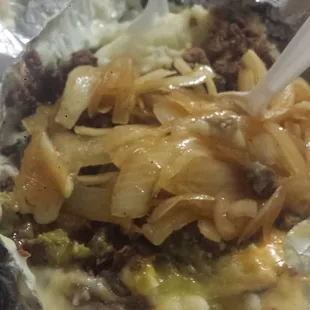 I added the grilled onions on the papas...oh man goddd