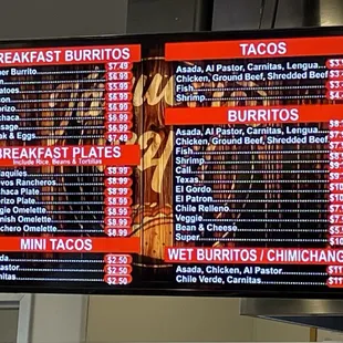 Menu as of July 12, 2023