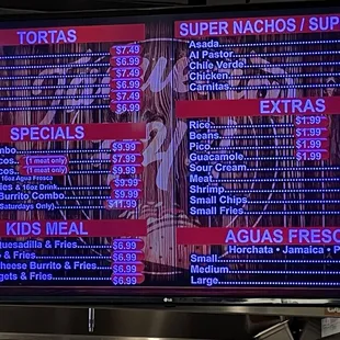 Menu as of July 12, 2023