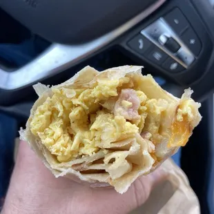 Ham Burrito. Lots of eggs and cheese. This was a really great breakfast burrito!