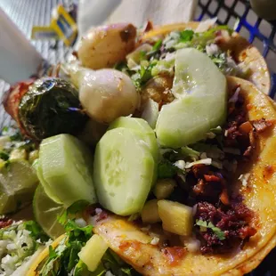 a plate of tacos