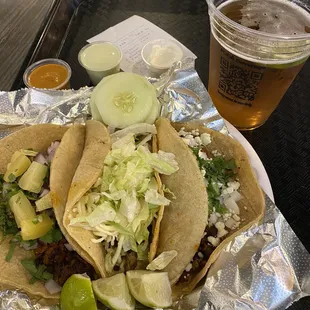 Classic w/steak,  Al Pastor and Chorizo