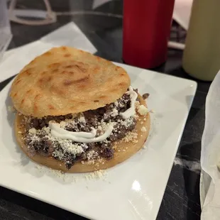 Gordita (Carne Asada) - one small thick tortilla filled with cream and cheese