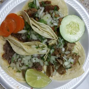 Lengua,Barbacoa,Pastor,and tripa tacos to go.