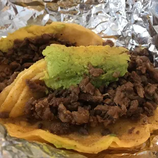 Beef fajita tacos with avocado