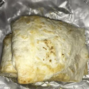 a tortilla wrapped in foil