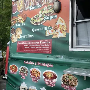 a taqueria truck with tacos, quesadillas, quesa