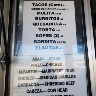 Menu GREAT PRICES