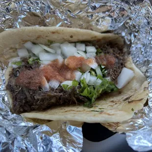 Barbacoa taco- waited 40 yrs to have that taste in my mouth that only TX can provide. Mmmmm