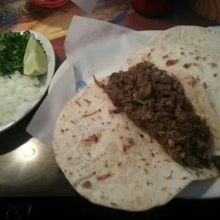 Three barbacoa tacos!!!