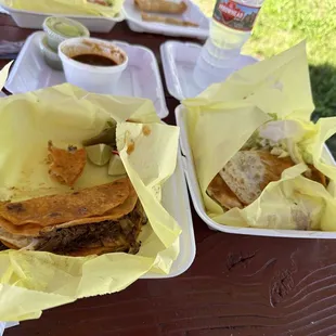 Quesa Tacos and Quesadilla birria.